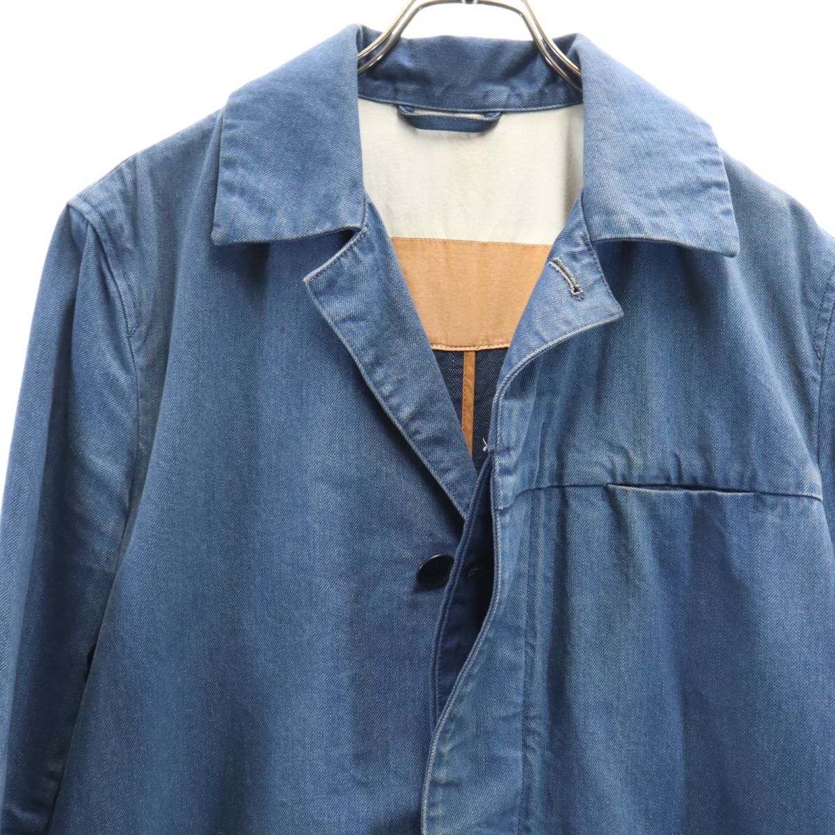my beautiful land let マイビューティフルランドレット 日本製 開襟 デニムコート 1 ブルー系 メンズ