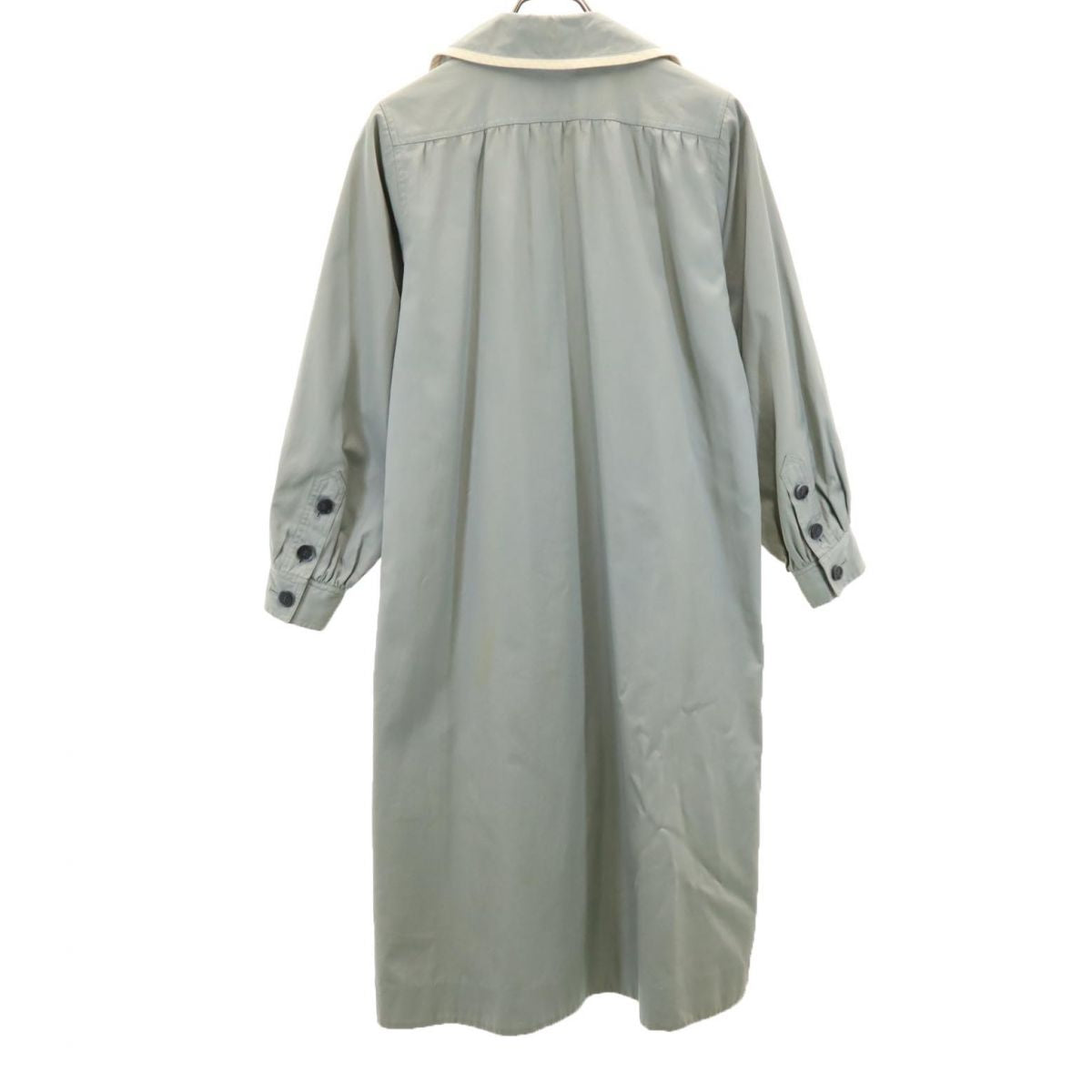 YVES SAINT LAURENT イヴサンローラン 90s オールド コート T9-110 ブルー×アイボリー レディース