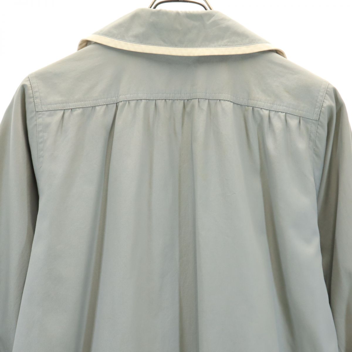 YVES SAINT LAURENT イヴサンローラン 90s オールド コート T9-110 ブルー×アイボリー レディース