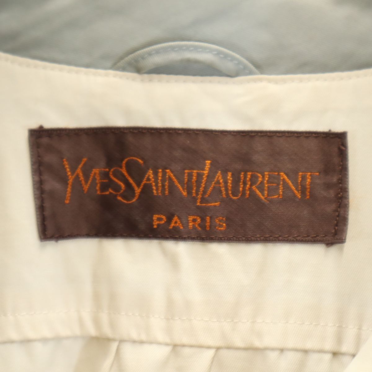 YVES SAINT LAURENT イヴサンローラン 90s オールド コート T9-110 ブルー×アイボリー レディース