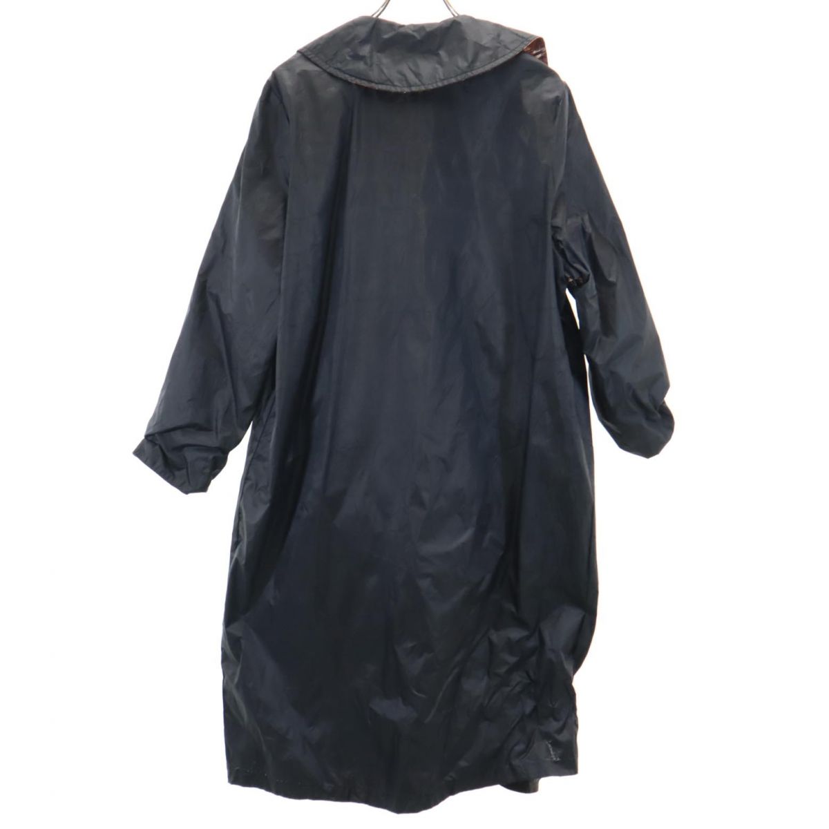 リバーシブル ステンカラーコート ブラック×ブラウン系 総柄 レディース