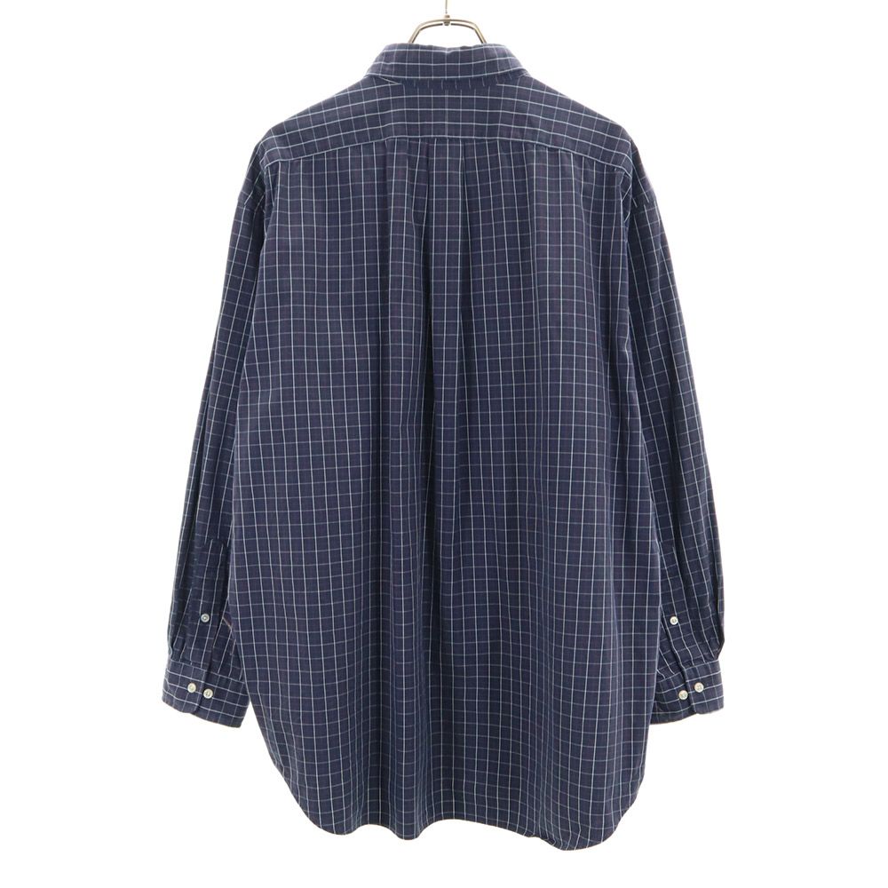 RALPH LAUREN ラルフローレン チェック柄 長袖 ボタンダウンシャツ 17 1/2 ネイビー ビッグサイズ メンズ
