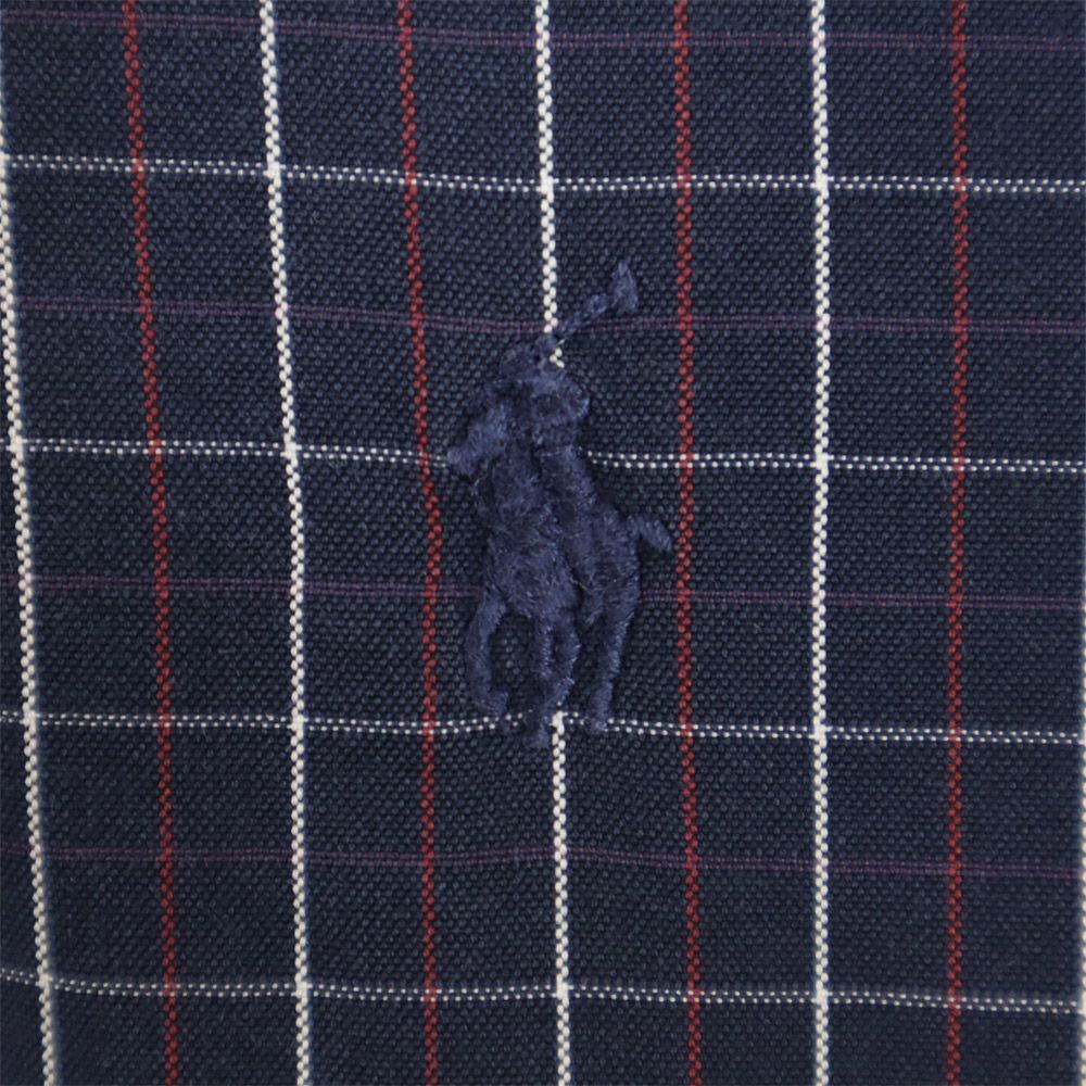 RALPH LAUREN ラルフローレン チェック柄 長袖 ボタンダウンシャツ 17 1/2 ネイビー ビッグサイズ メンズ