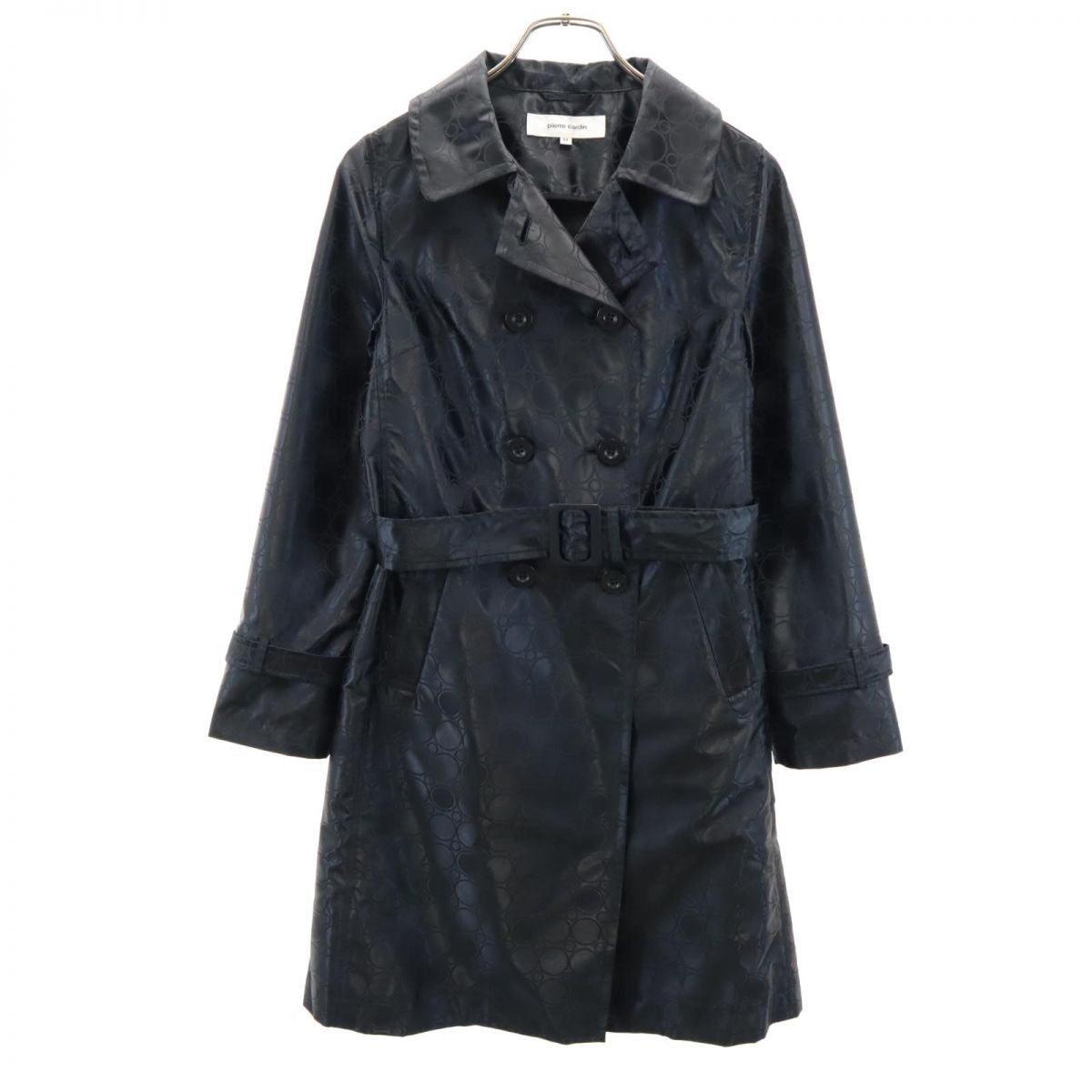 Pierre Cardin ピエールカルダン 日本製 総柄 トレンチコート M 黒 レディース