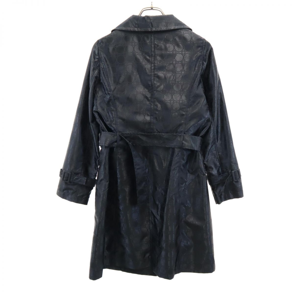 Pierre Cardin ピエールカルダン 日本製 総柄 トレンチコート M 黒 レディース