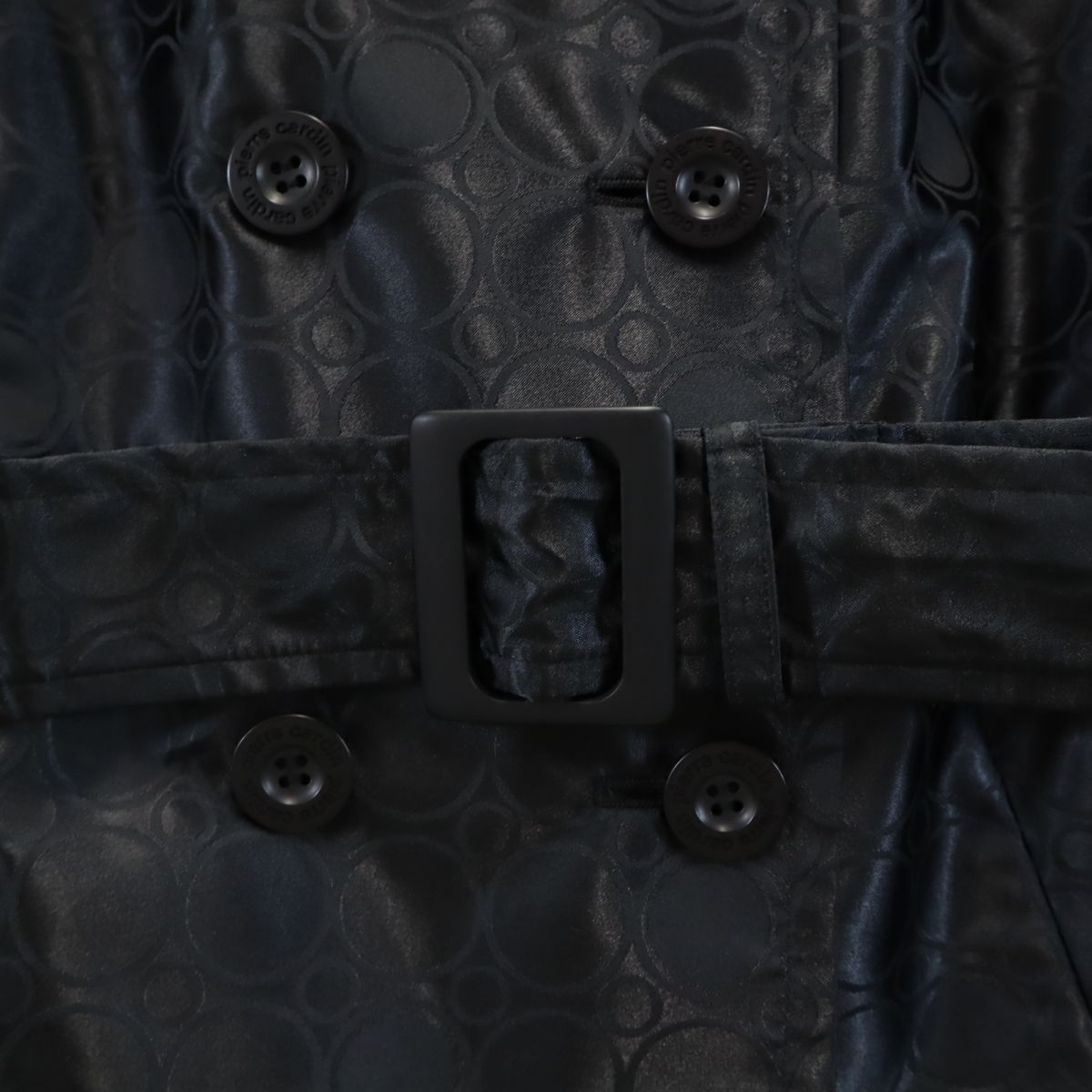 Pierre Cardin ピエールカルダン 日本製 総柄 トレンチコート M 黒 レディース