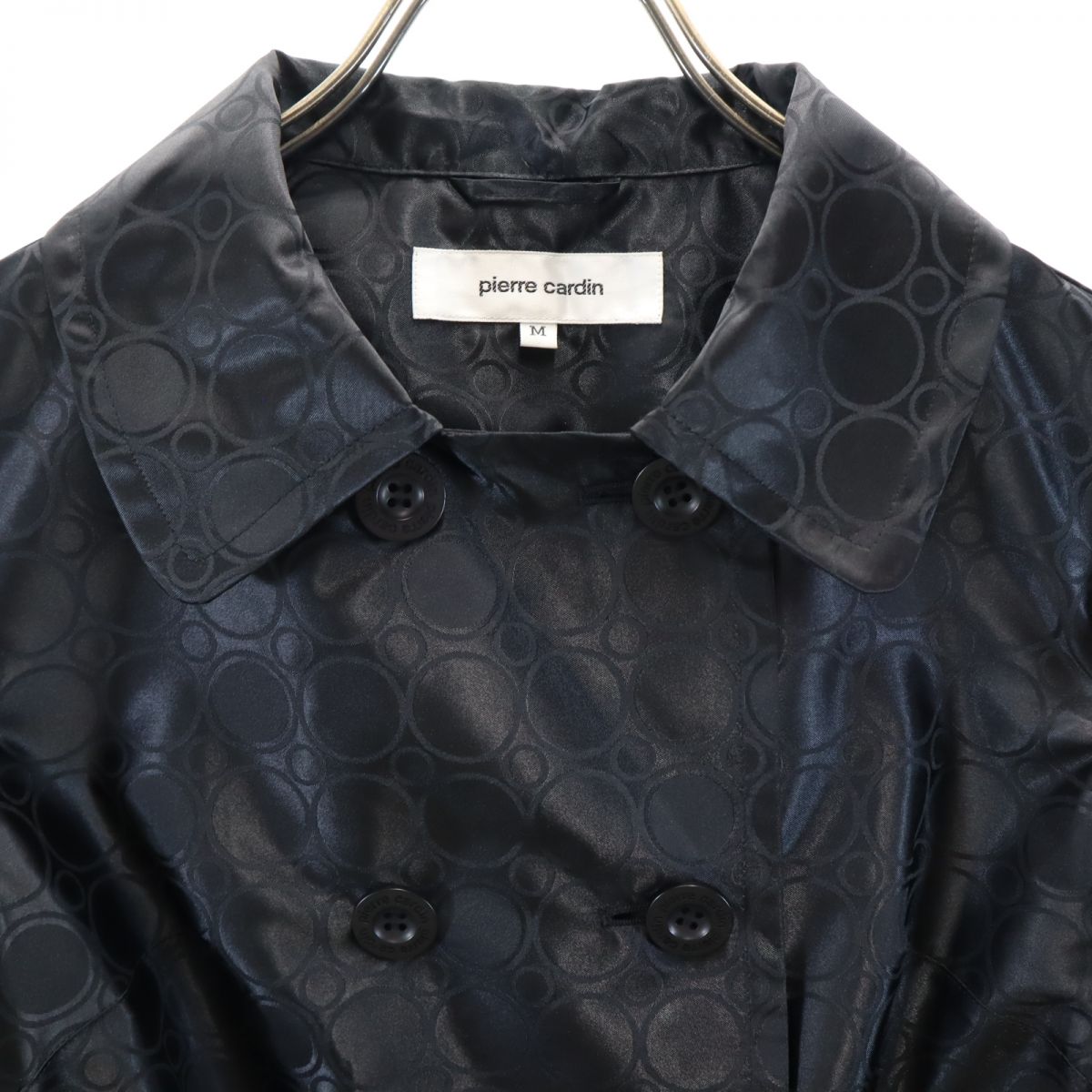 Pierre Cardin ピエールカルダン 日本製 総柄 トレンチコート M 黒 レディース