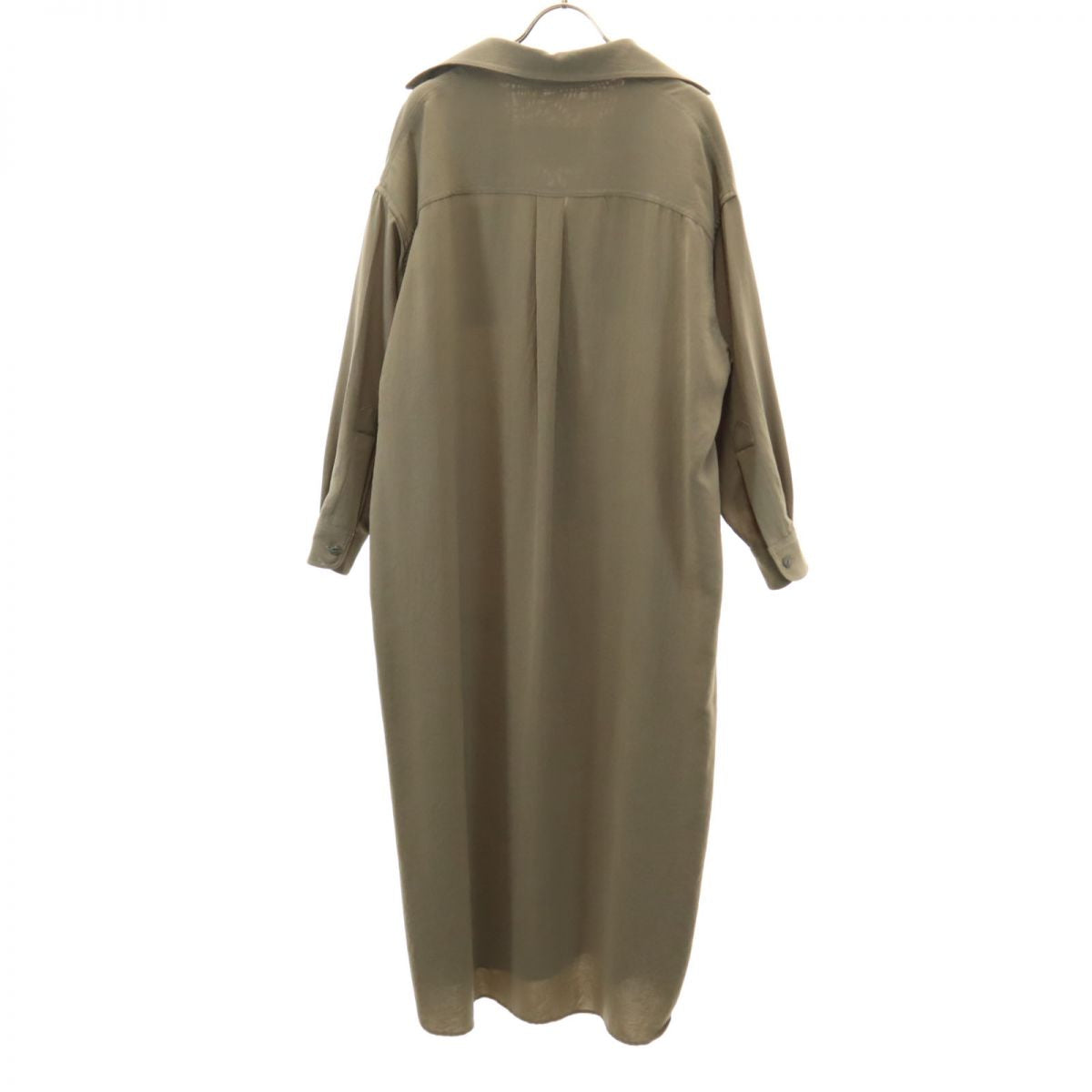 BLUEBIRD BOULEVARD ブルーバードブルバード 日本製 長袖 スキッパー ハーフボタン ロング シャツワンピース S カーキ レディース