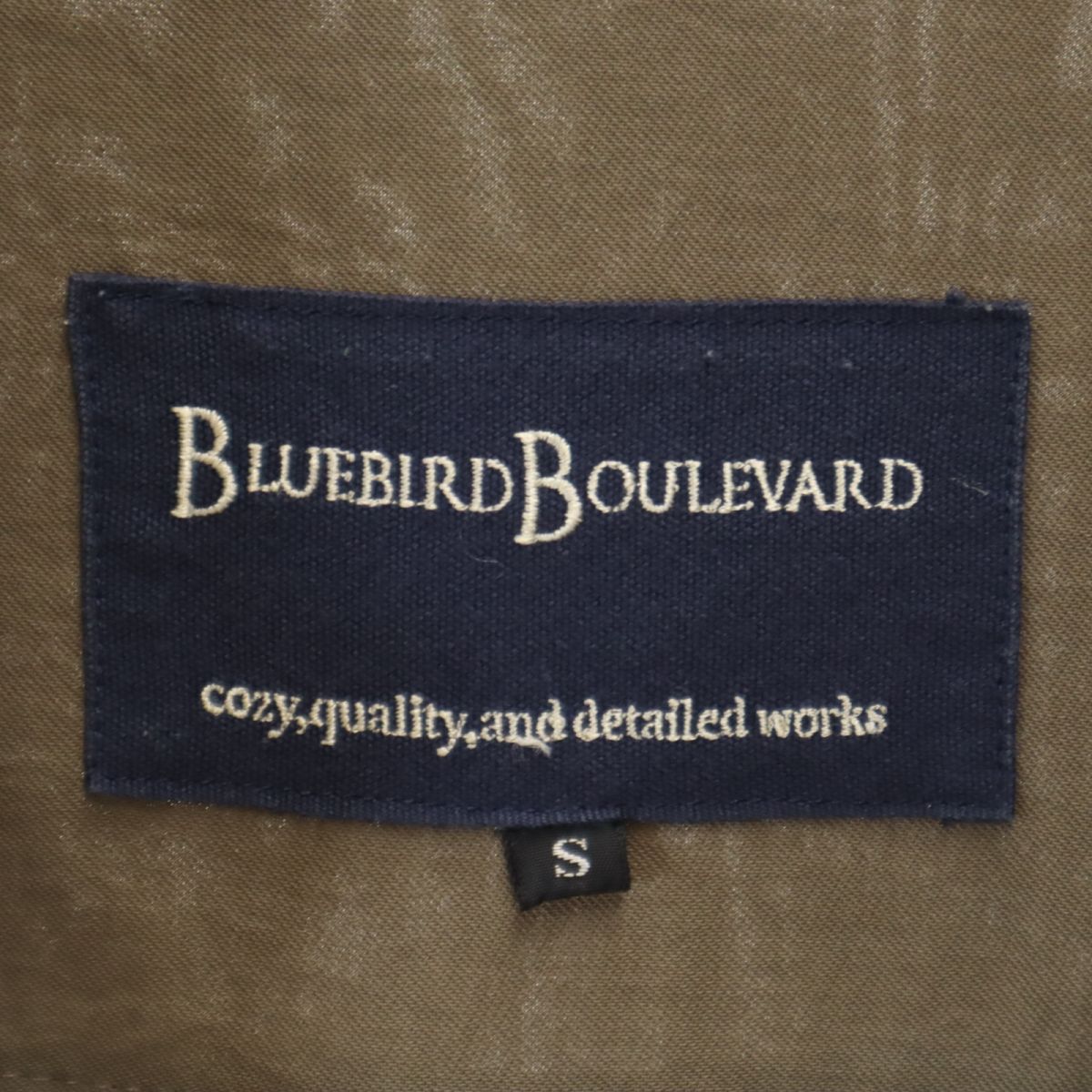 BLUEBIRD BOULEVARD ブルーバードブルバード 日本製 長袖 スキッパー ハーフボタン ロング シャツワンピース S カーキ レディース