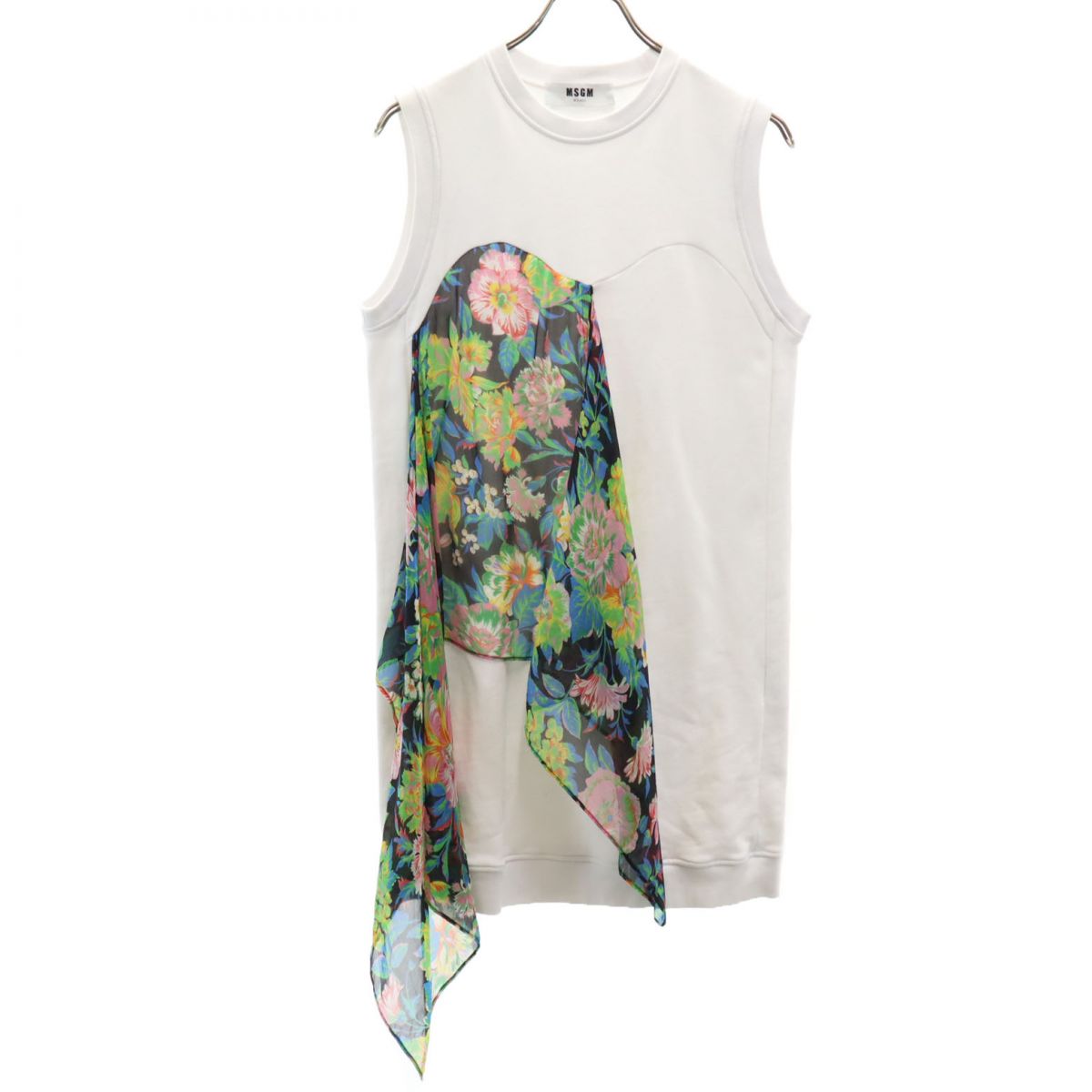 MSGM エムエスジーエム イタリア製 ノースリーブ 膝丈ワンピース XS ホワイト レディース