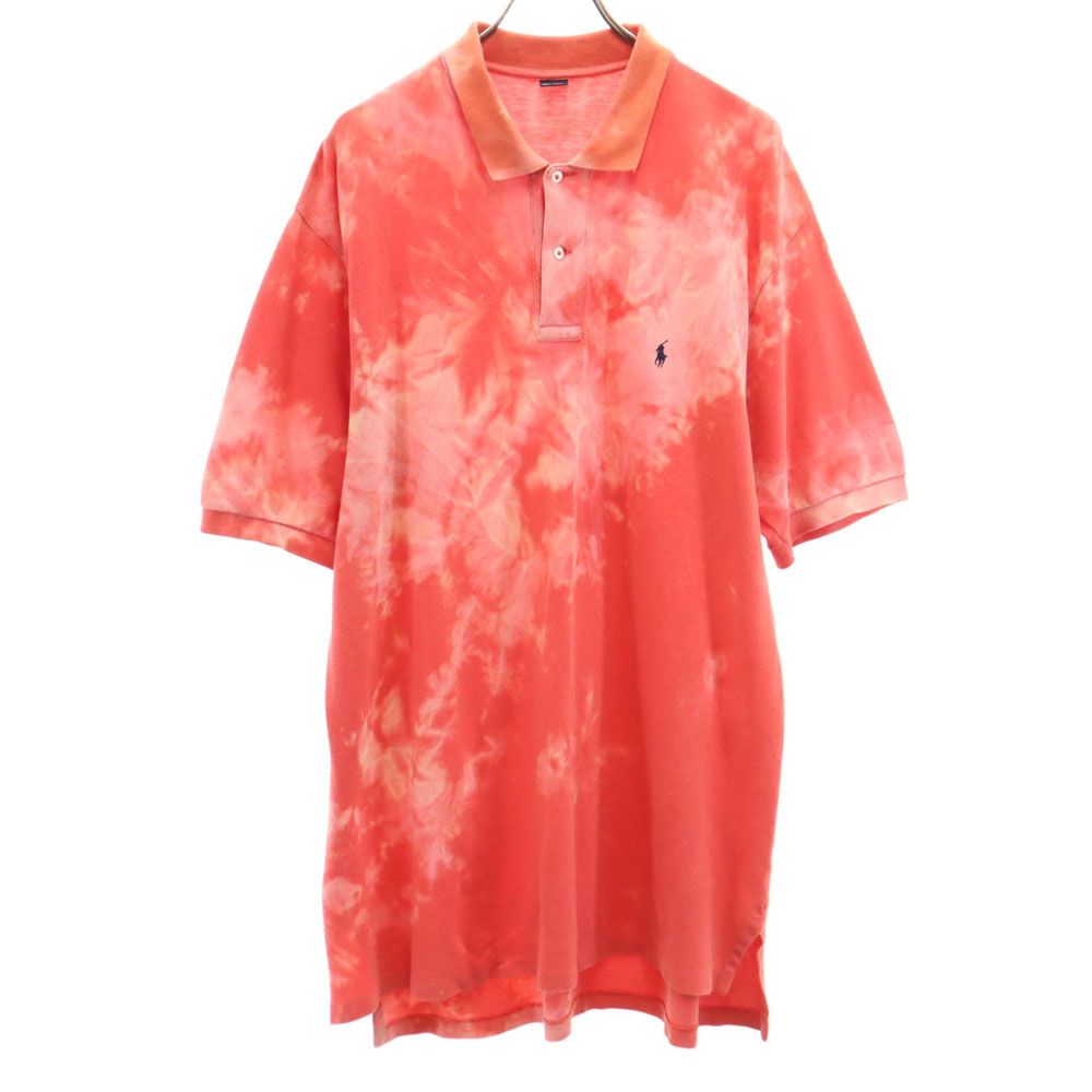 半袖 ポロシャツ オレンジ系 ビッグサイズ 鹿の子地 メンズ