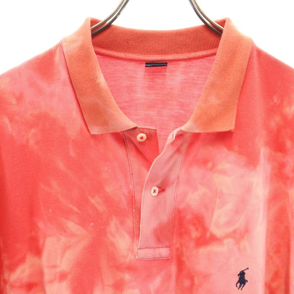 半袖 ポロシャツ オレンジ系 ビッグサイズ 鹿の子地 メンズ