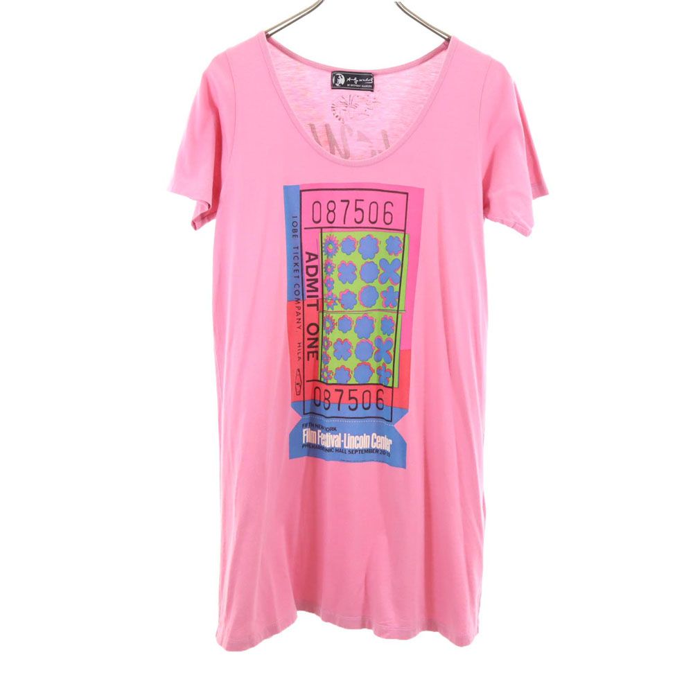 HYSTERIC ヒステリック 日本製 両面プリント 半袖 ワンピース F ピンク レディース