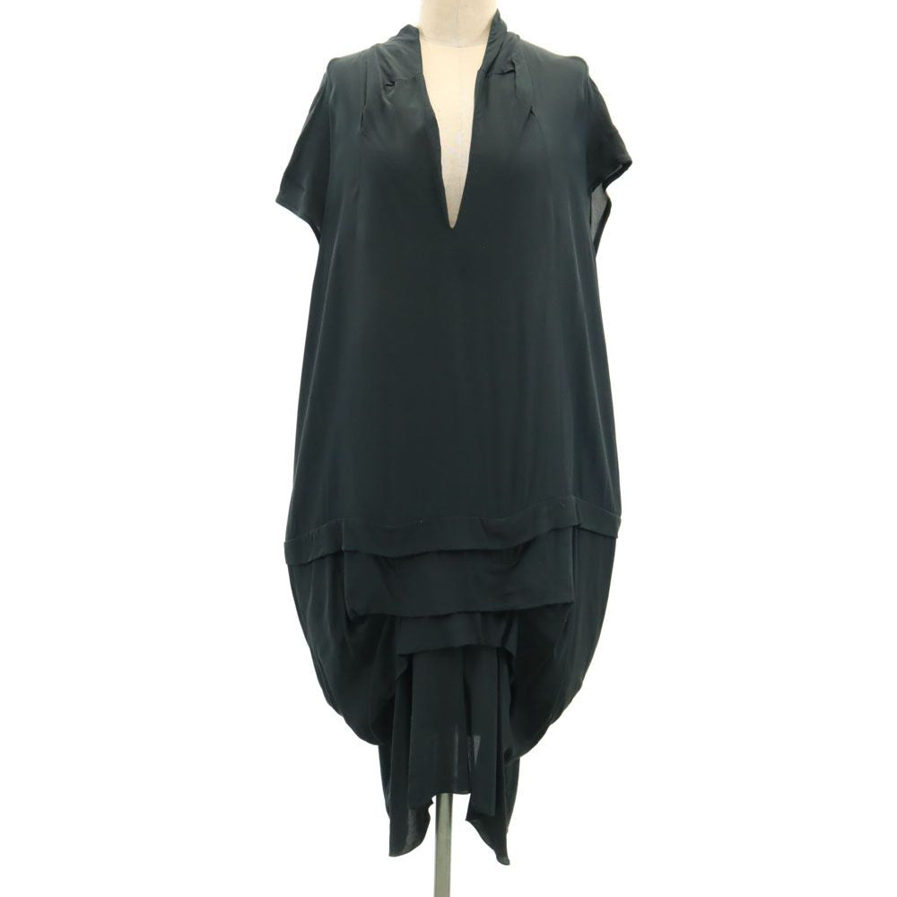 MARNI マルニ イタリア製 半袖 ロングワンピース 40 黒 フレンチスリーブ レディース