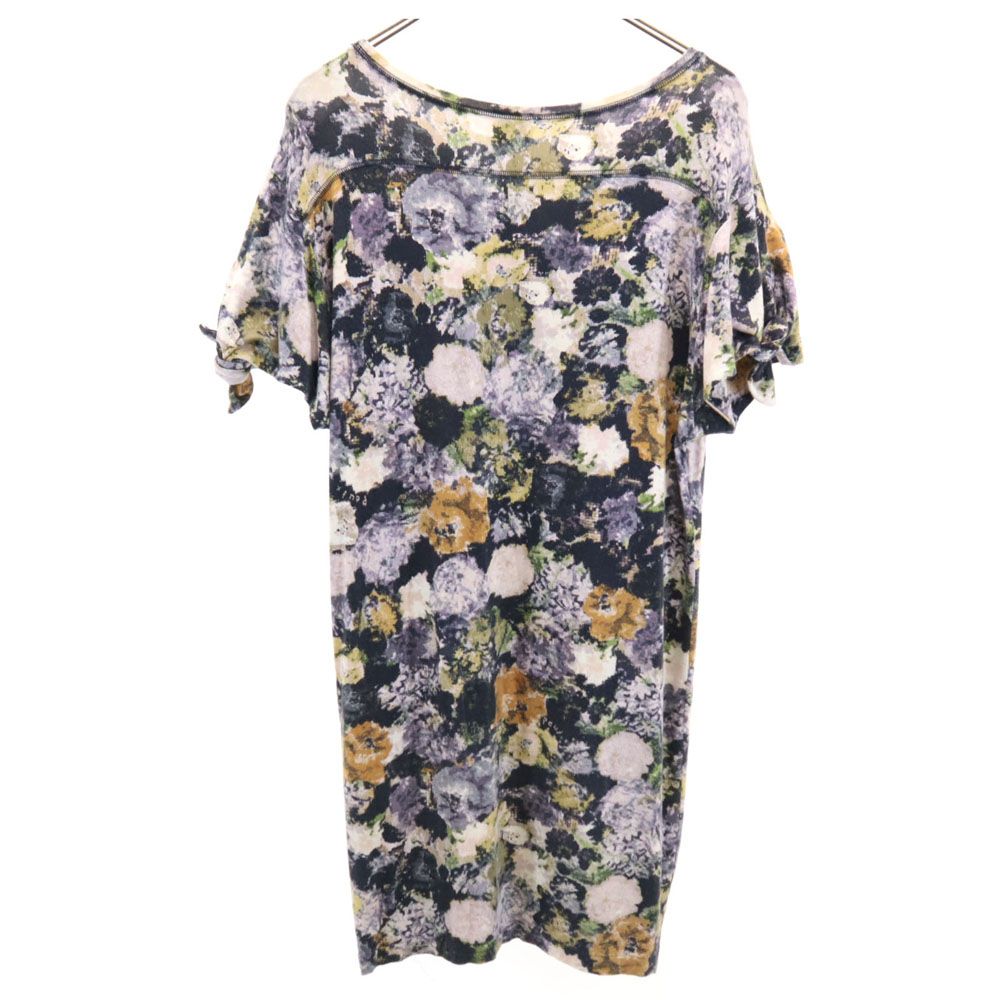 Paul+ Paul Smith ポールプラス ポールスミス 日本製 総柄 半袖 膝丈ワンピース M ネイビー系 レディース