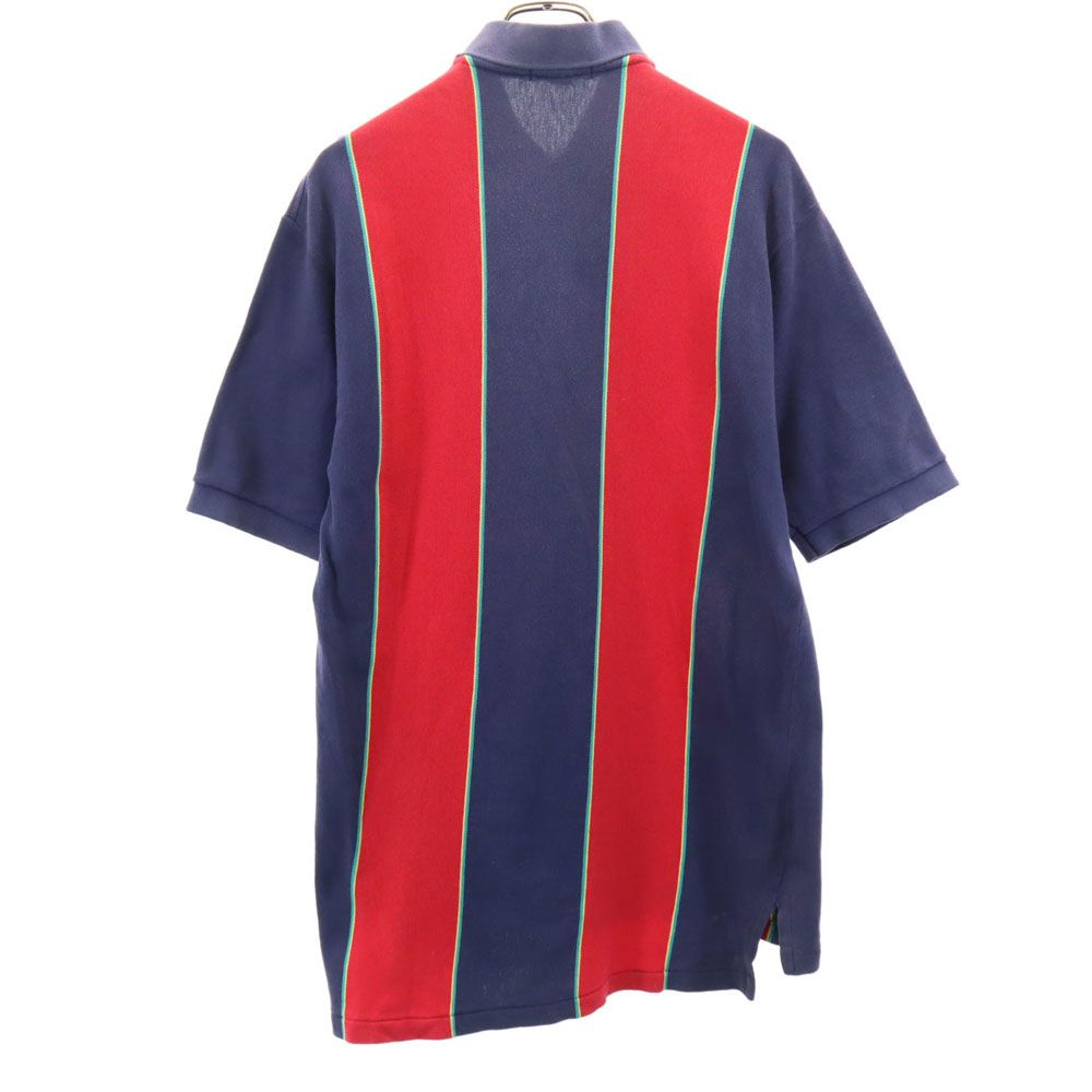 Cross Creek クロスクリーク 90s USA製 オールド ストライプ柄 半袖 鹿の子 ポロシャツ L ネイビー メンズ