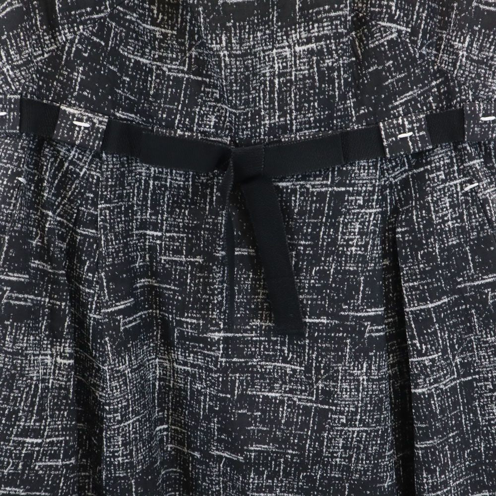 PAULE KA ポールカ ポーランド製 総柄 ノースリーブ 膝丈ワンピース 36 ブラック レディース