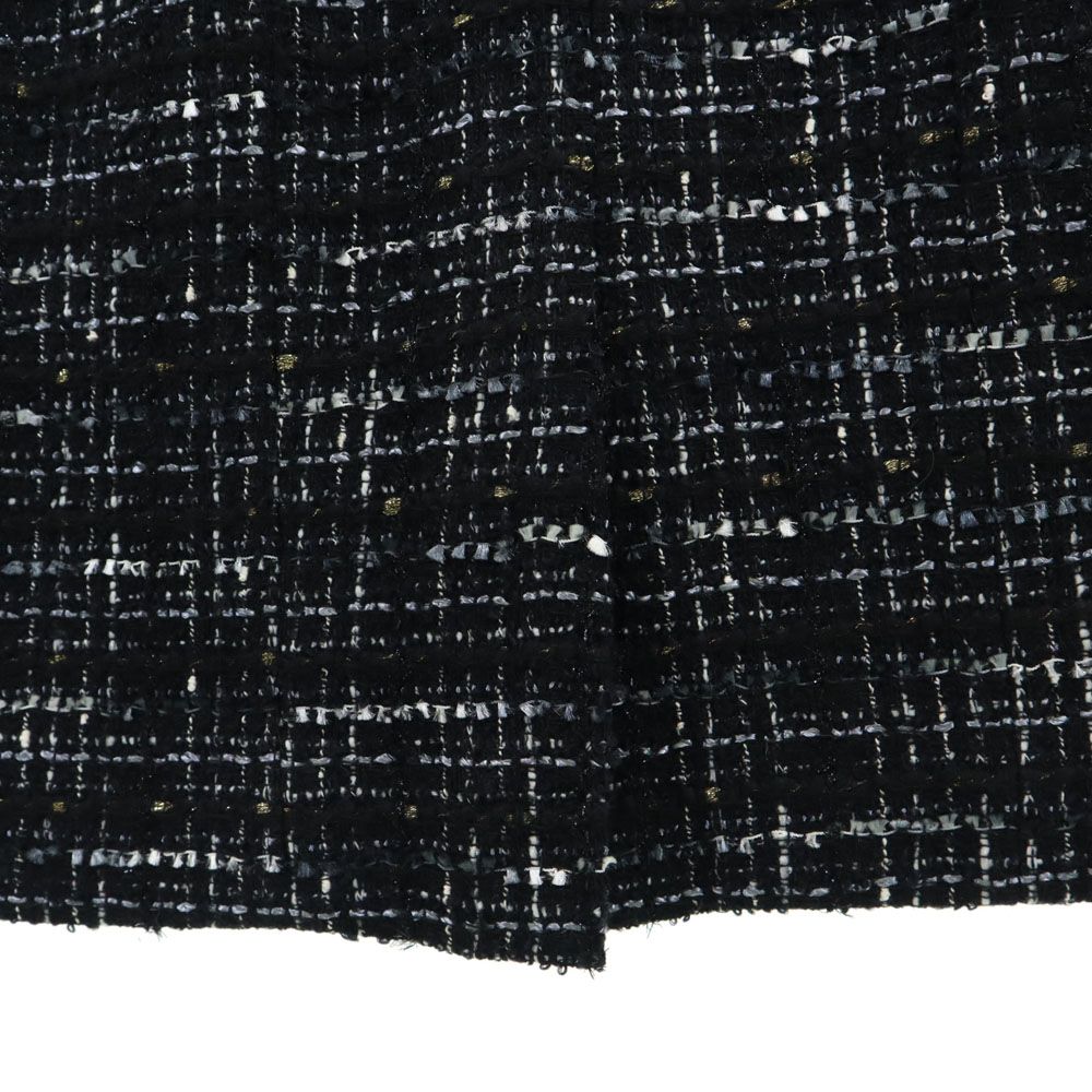 未使用 MILLY ミリー USA製 ノースリーブ レース ツイード切替 ワンピース ブラック レディース