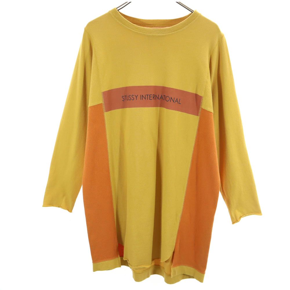 STUSSY ステューシー 日本製 プリント 長袖 ワンピース S ベージュ系 レディース