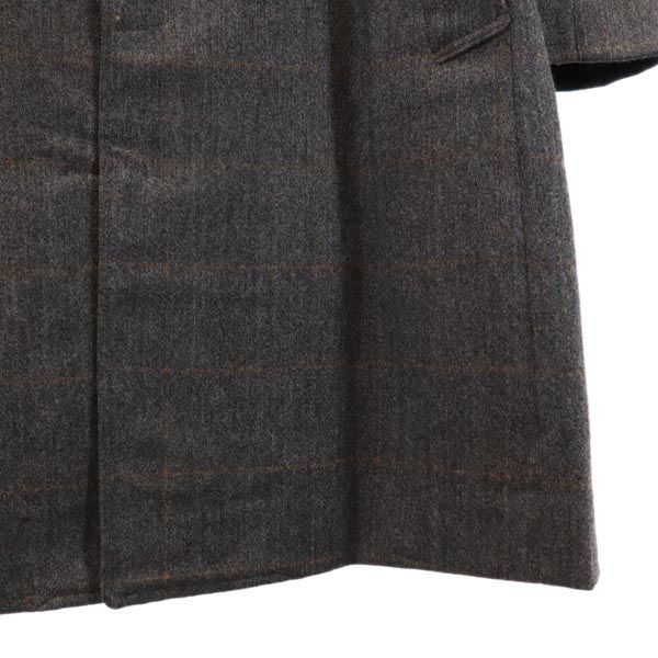 Durban ダーバン ウール チェック柄 ステンカラーコート 92A5 茶系 メンズ