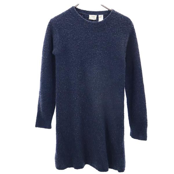 L.L.Bean エルエルビーン 日本製 三陽商会 ウールブレンド 長袖 ワンピース LG ネイビー レディース