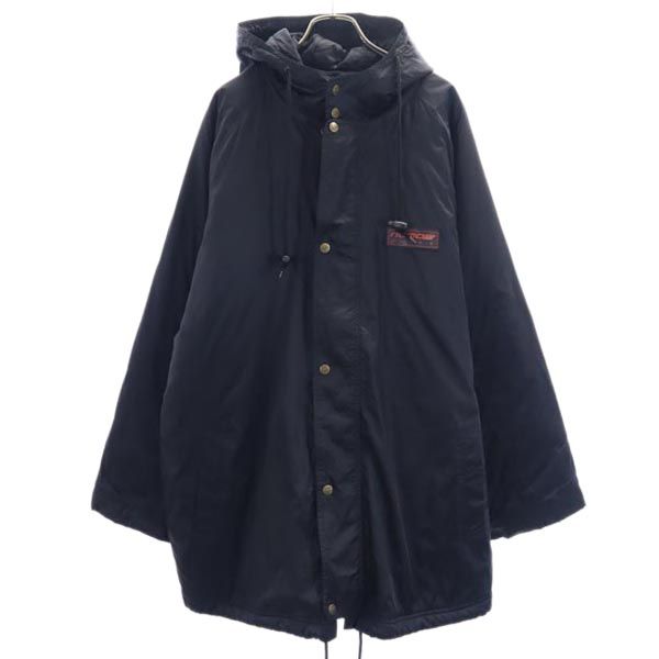 NIKE ナイキ 90s 00s 白タグ オールド 長袖 中綿 ベンチコート L ブラック系 ナイロン フード 裏キルティング メンズ