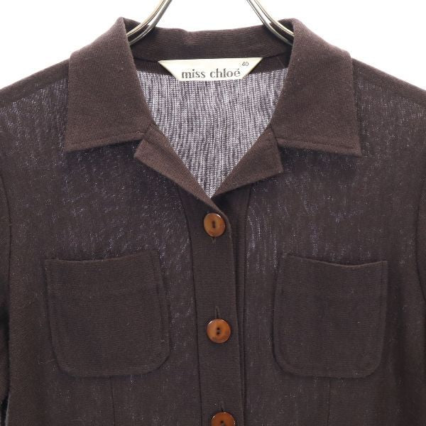 ミスクロエ ウールブレンド 長袖 ワンピース 40 ブラウン miss chloe レディース