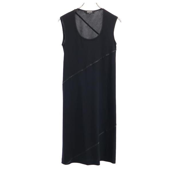 DKNY DONNA KARAN NEW YORK ダナキャランニューヨーク ノースリーブ ロングワンピース P ブラック×ホワイト レディース