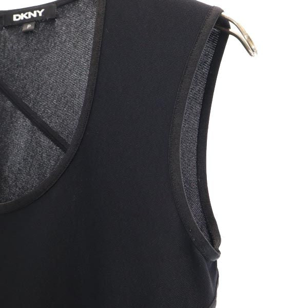 DKNY DONNA KARAN NEW YORK ダナキャランニューヨーク ノースリーブ ロングワンピース P ブラック×ホワイト レディース