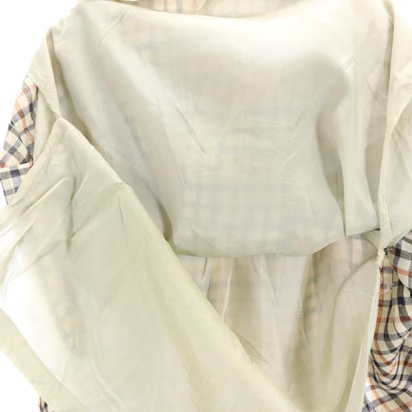 DAKS ダックス チェック ミディ丈 プリーツスカート 66-92 ベージュ系 サイドジップ レディース