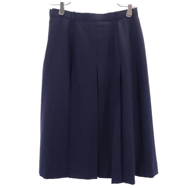バーバリー ミディ丈 プリーツスカート 紺 BURBERRY レディース