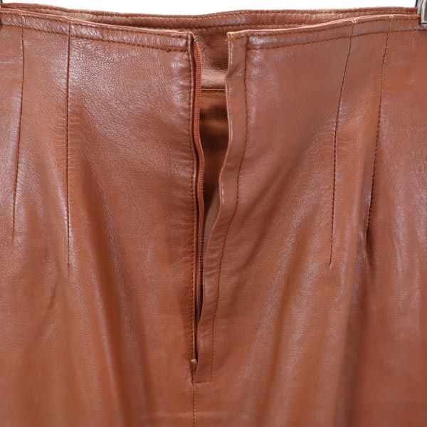 LANCEL ランセル ミニ丈 シープスキン レザー スカート 7 ブラウン系 羊革 羊皮 レディース