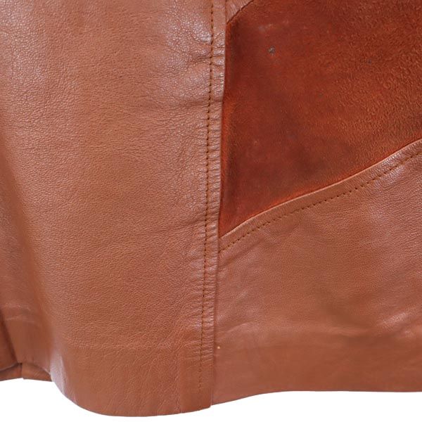 LANCEL ランセル ミニ丈 シープスキン レザー スカート 7 ブラウン系 羊革 羊皮 レディース