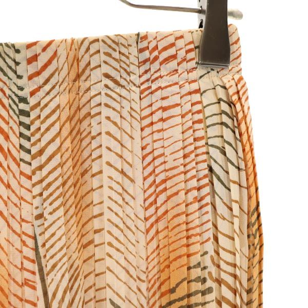 ランセル 日本製 総柄 ロング丈 プリーツスカート 11 ブラウン系 LANCEL レディース