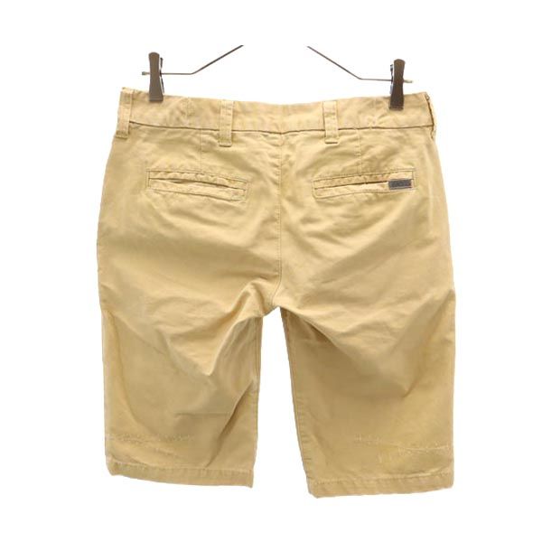 55DSL フィフティーファイブディーエスエル ダメージ加工 ショートパンツ w27 カーキ系 ロゴ レディース