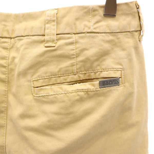 55DSL フィフティーファイブディーエスエル ダメージ加工 ショートパンツ w27 カーキ系 ロゴ レディース