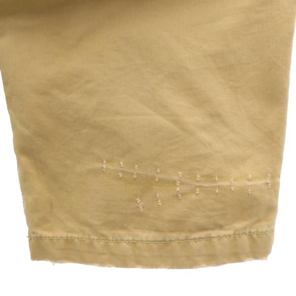 55DSL フィフティーファイブディーエスエル ダメージ加工 ショートパンツ w27 カーキ系 ロゴ レディース