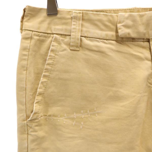 55DSL フィフティーファイブディーエスエル ダメージ加工 ショートパンツ w27 カーキ系 ロゴ レディース