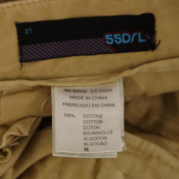 55DSL フィフティーファイブディーエスエル ダメージ加工 ショートパンツ w27 カーキ系 ロゴ レディース