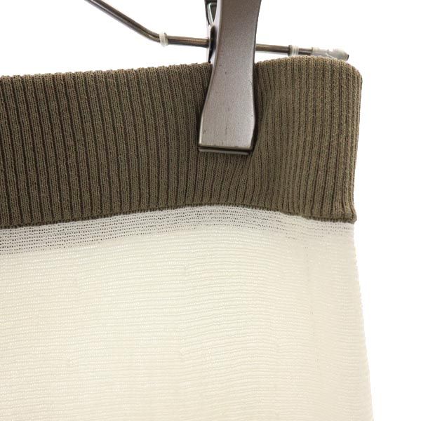 BLUE LABEL CRESTBRIDGE ブルーレーベルクレストブリッジ ボーダー 三陽商会 ミディ丈 スカート 38 ホワイト×カーキ ウエストゴム レディース