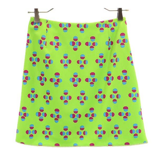 Versus ヴェルサス 総柄 イタリア製 ミニスカート 26/40 グリーン系 レディース