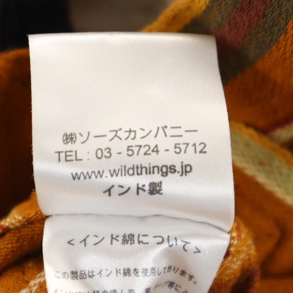 WILDTHINGS ワイルドシングス ボーダー ミモレ丈 ラップスカート ONE ブラウン系 ロゴ レディース