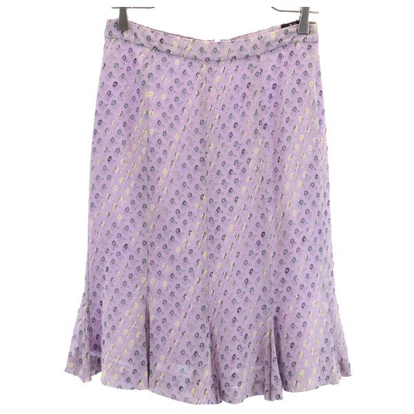 Calvin klein カルバンクライン 総柄 ミニ丈 マーメイドスカート 4 パープル系 バックジップ レディース