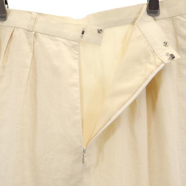 Burberrys バーバリーズ 90s オールド リネン ミディ丈 タック スカート ベージュ系 バックジップ ロゴ レディース
