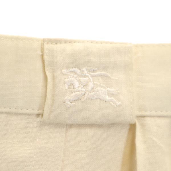 Burberrys バーバリーズ 90s オールド リネン ミディ丈 タック スカート ベージュ系 バックジップ ロゴ レディース