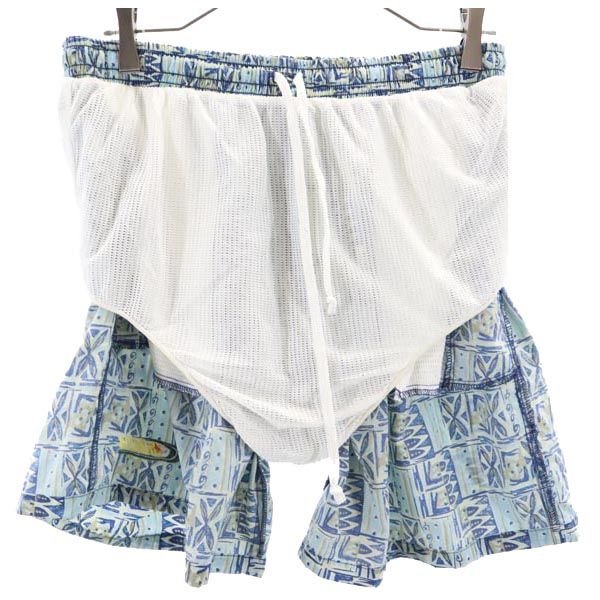 GOTCHA ガッチャ 90s オールド 総柄 スイム パンツ L ブルー系 水着 インナーパンツ ウエストゴム メンズ