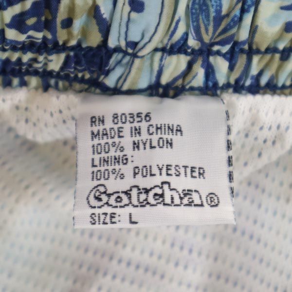 GOTCHA ガッチャ 90s オールド 総柄 スイム パンツ L ブルー系 水着 インナーパンツ ウエストゴム メンズ