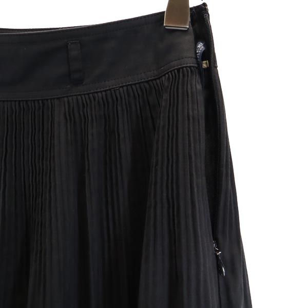 BURBERRY バーバリー ミディ丈 プリーツスカート 36 ブラック サイドジップ レディース
