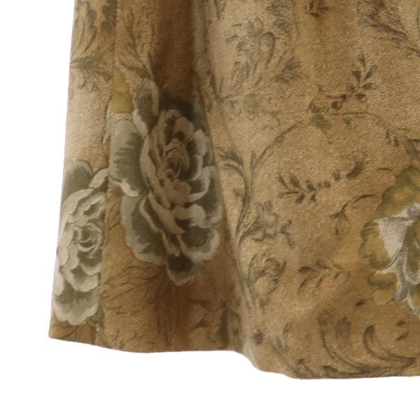 Burberrys バーバリーズ 90s オールド シルクブレンド 花柄 ミモレ丈 タック スカート 9 ブラウン系 レディース