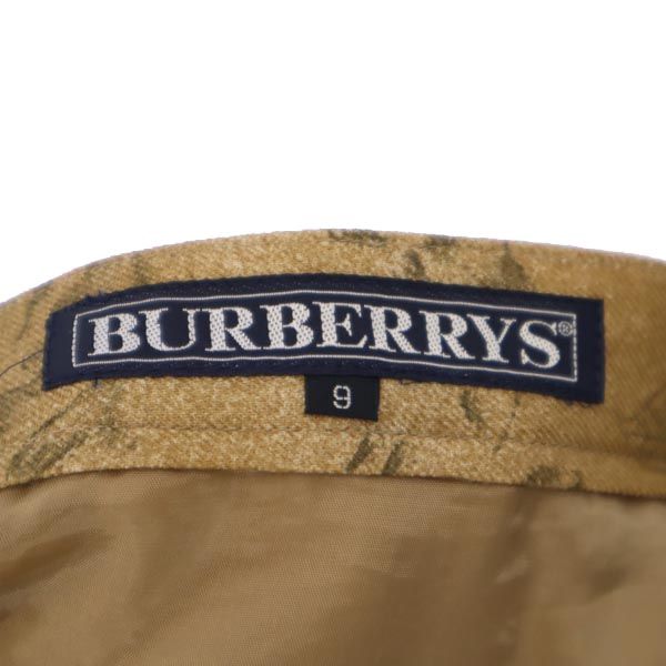 Burberrys バーバリーズ 90s オールド シルクブレンド 花柄 ミモレ丈 タック スカート 9 ブラウン系 レディース